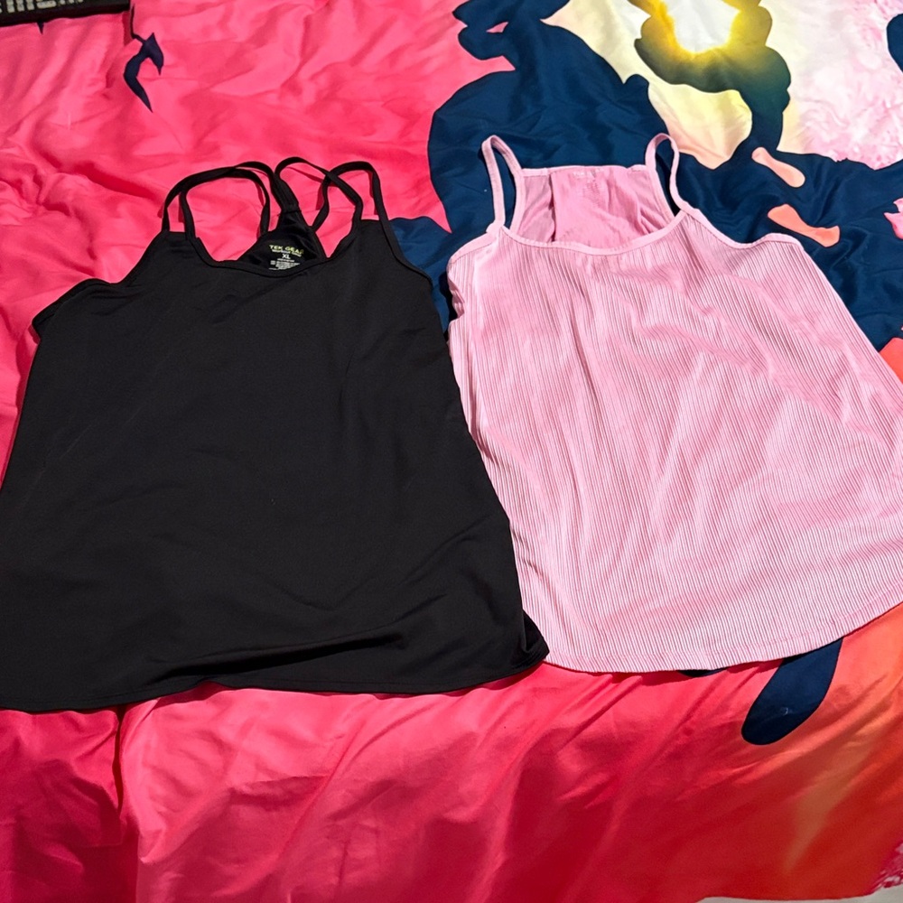 Tek Gear Black and Pink Camisoles